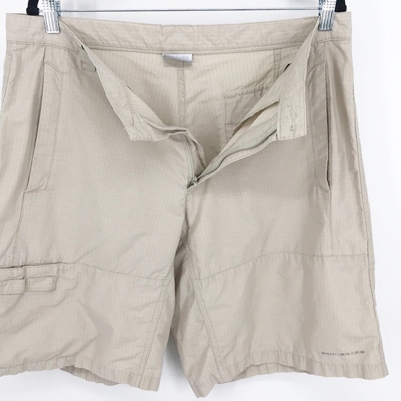 Columbia PFG Mens Size 36 Khaki Ripstop Flat Front Hiking Water Shorts - Picture 2 of 13